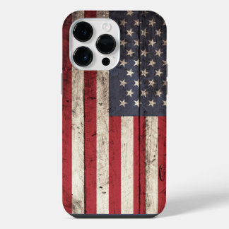 American Flag on Old Wood Grain