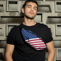 American Flag Patriótico Monograma Waist Crossbody