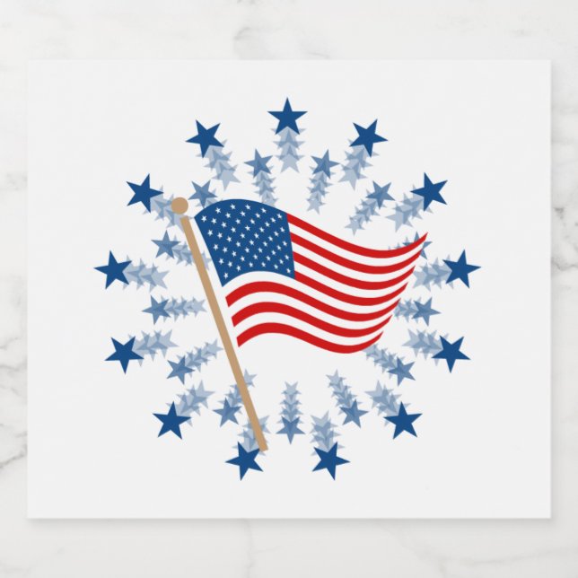 American Flag Starburst Fireworks 4 de julho (Rótulo Único)