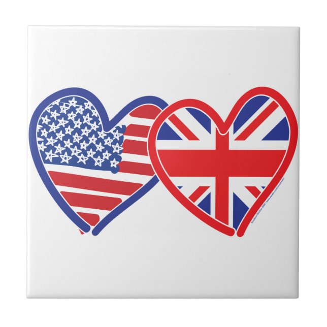 American Flag Union Jack Flag Hearts (Frente)