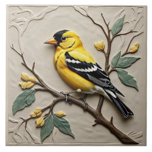 American Goldfinch - Azulejo cerâmico Art Nouveau