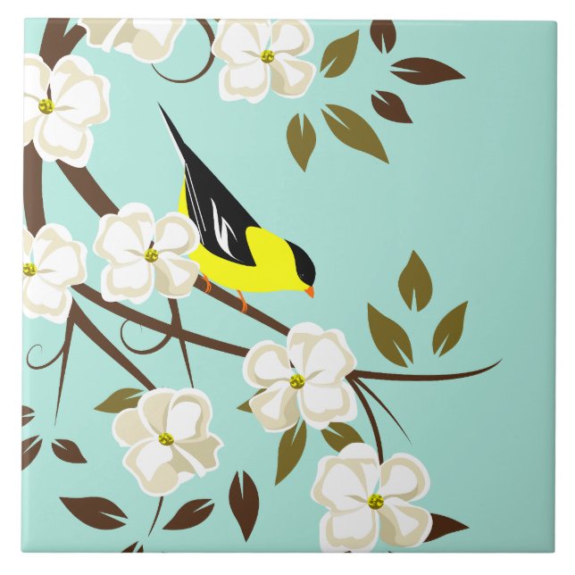 American Goldfinch e Dogwood Flower (Frente)