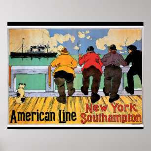 American Line Nova York para Southampton Poster