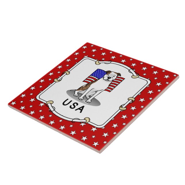 American USA Flag Pit Bull (lt brindle white 3) (Lateral)