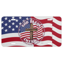 Americano dos deus abençoe com bandeira e cruz de