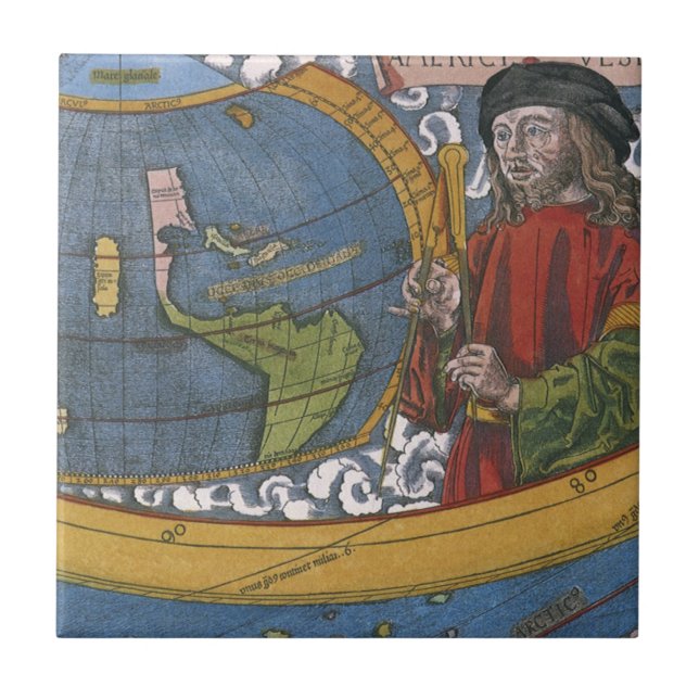 Amerigo Vespucci Explorer em um mapa das Américas (Frente)