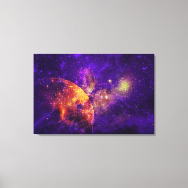 Ametist Sky, Planeta Ouro n Nebula Canvas Print (Frente)