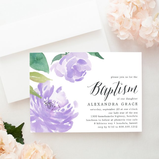 Ametyst Peony | Convite Baptism (Criador carregado)