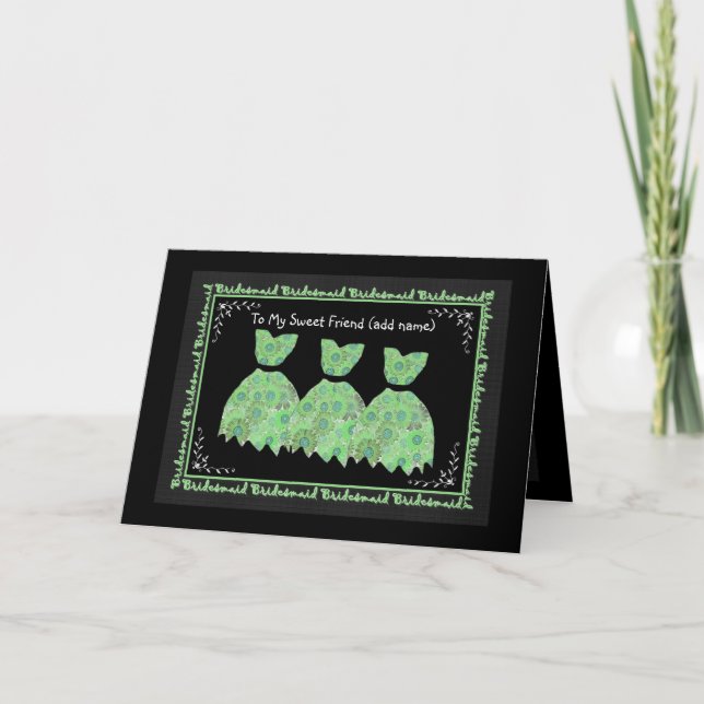 AMIGA Bridesmaid Convite GREEN Flores (Frente)
