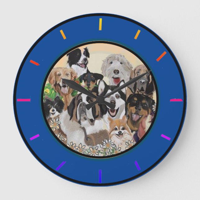 Amigo, Feliz Cachorro Deseja Um Relógio De Parede  (Frente)