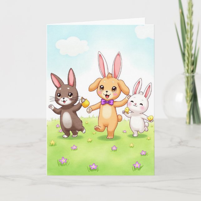 Amigos Animais do Alegre Primavera Cartão (Frente)