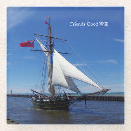 Amigos, boa vontade, porta copos de vidro