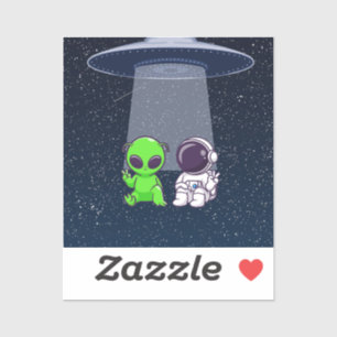 Amigos com Aliens em um adesivo ou decalque
