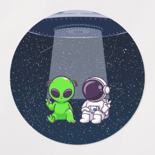Amigos com Aliens em um adesivo ou decalque