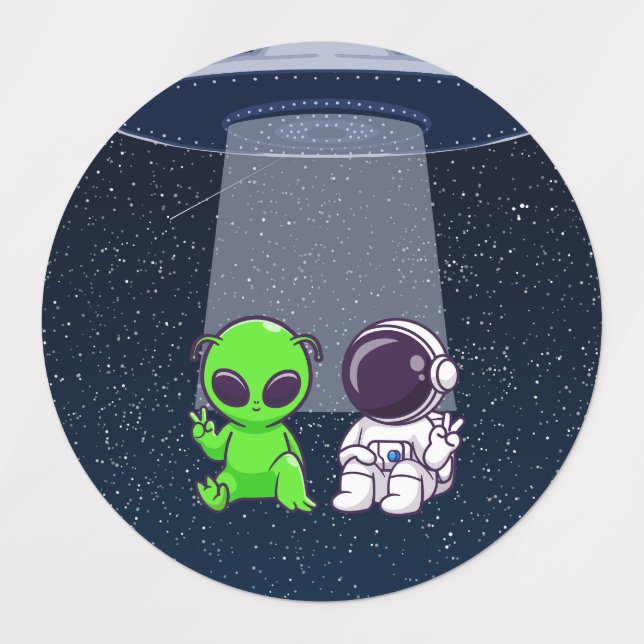 Amigos com Aliens em um adesivo ou decalque (Design 2)
