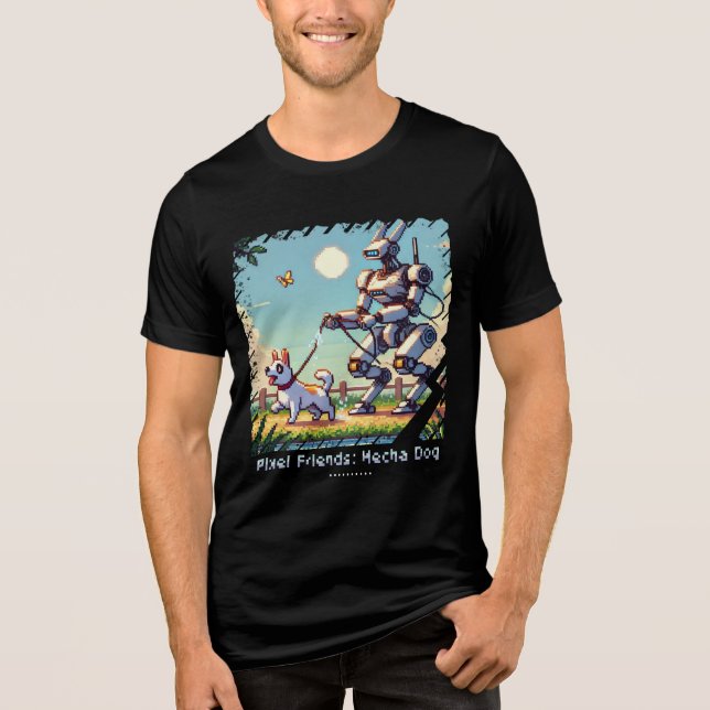 Amigos de Pixel: Cachorro Mecha (Man Tshirt) (Funn (Frente)