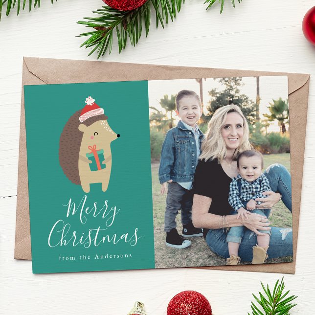 Amigos do inverno | Cartão com fotos Hedgehog Foli (Criador carregado)