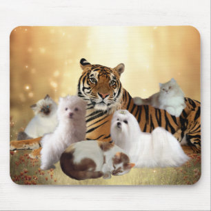 Amigos do Mousepad Tiger Dogs Cats