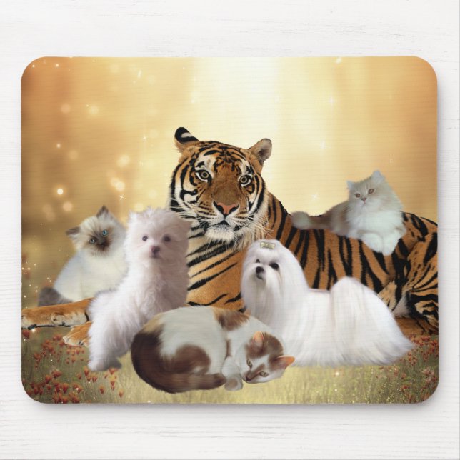 Amigos do Mousepad Tiger Dogs Cats (Frente)