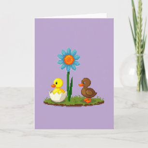 Amigos Florais Pixelados Cartão Fofo