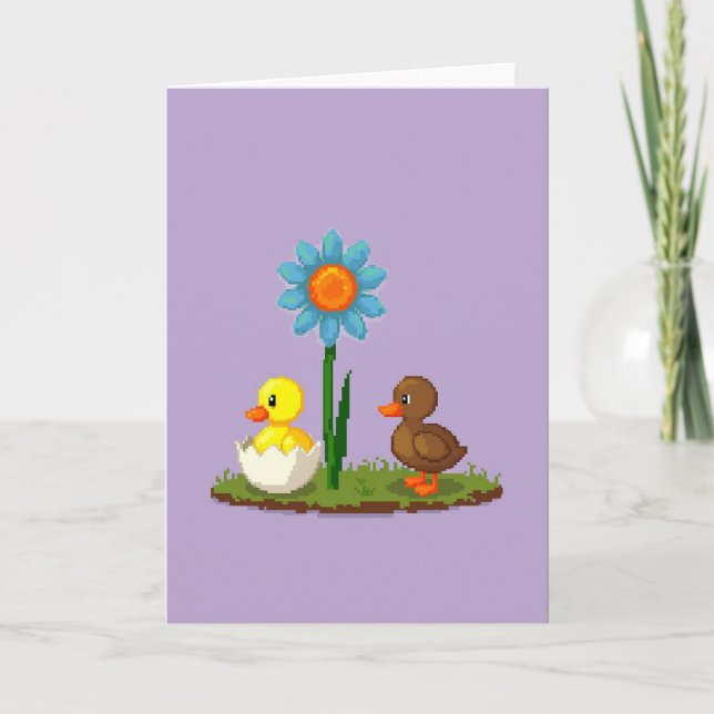 Amigos Florais Pixelados Cartão Fofo (Frente)