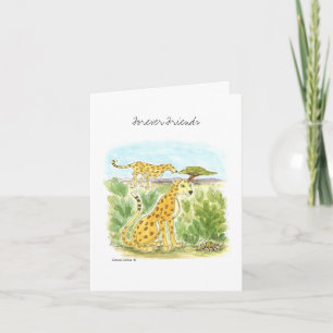 Amigos Para Sempre Cartão de Nota com Dois Guepard