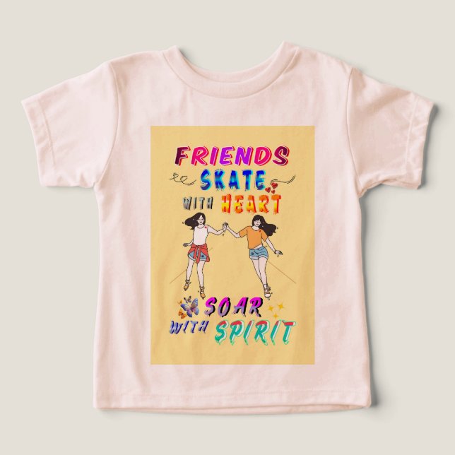 Amigos Roupas Skate Com Coração Voar Com Espírito (Design frontal)