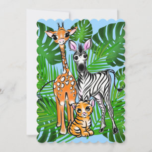 Amigos Safari bonitos, girafa, zebra, tigre,