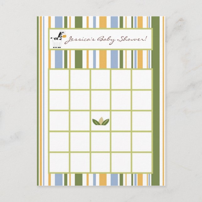 Amigos Safari de Cartão de Bingo Escrevíveis (Frente)