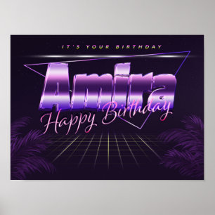 Amira Nome Primeiro nome lilás Poster de aniversár