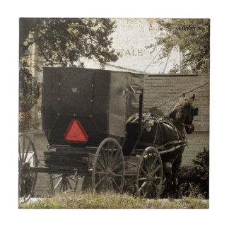Amish Horse e Buggy Sepia Postcard Arte Digital