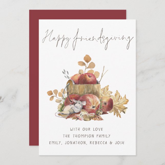 Amizade Feliz Com Maçãs De Rato Bonito (Frente/Verso)