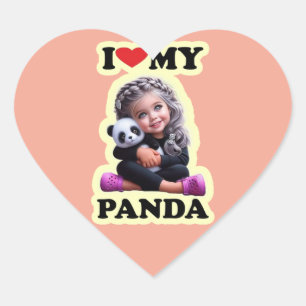 Amo meus adesivos panda do coração