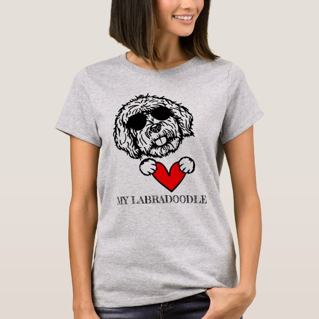 Amo Minha Camiseta Cardíaca Labradoodle Dog (Frente)