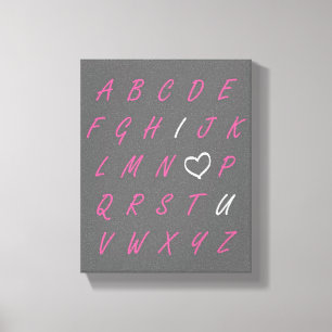 Amo-te a Cinza da ABC, cor-de-rosa e Canvas branca