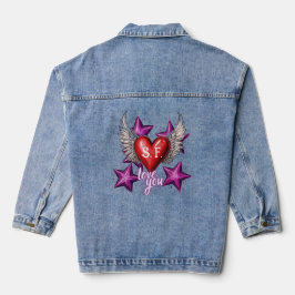 Amo-Te À Jaqueta De Denim Personalizada