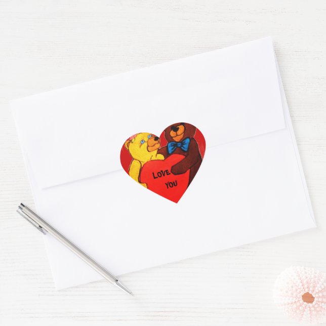 Amo-te, adesivos de ursos. (Envelope)