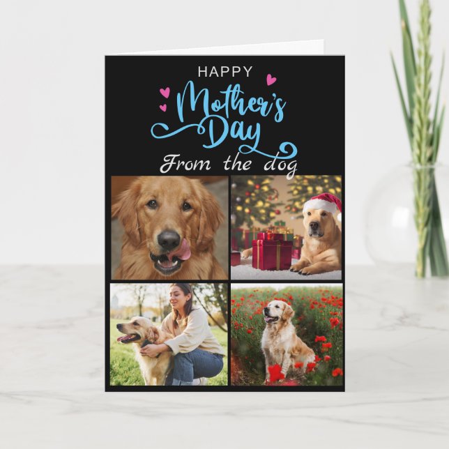 Amo-te, mãe, cartão de colagem de 4 fotografias pr (Frente)