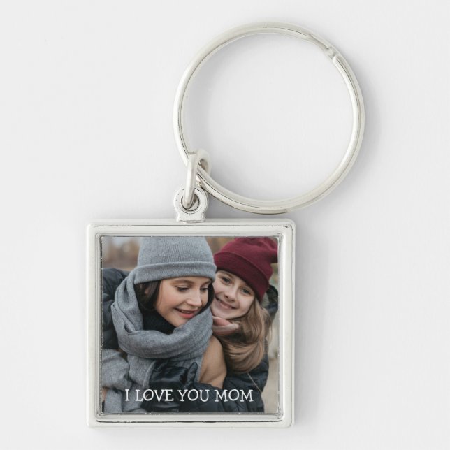 Amo-Te Mãe Chaveiro de Fotografia Personalizada (Frente)