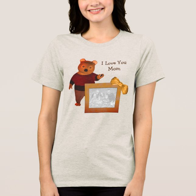 Amo-Te, Mãe, Foto Personalizada, Urso Bonito (Frente)