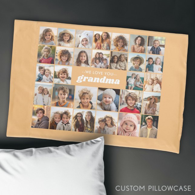 Amo-Te Vovó - 30 Foto Colagem (Custom Photo Collage Pillowcase)