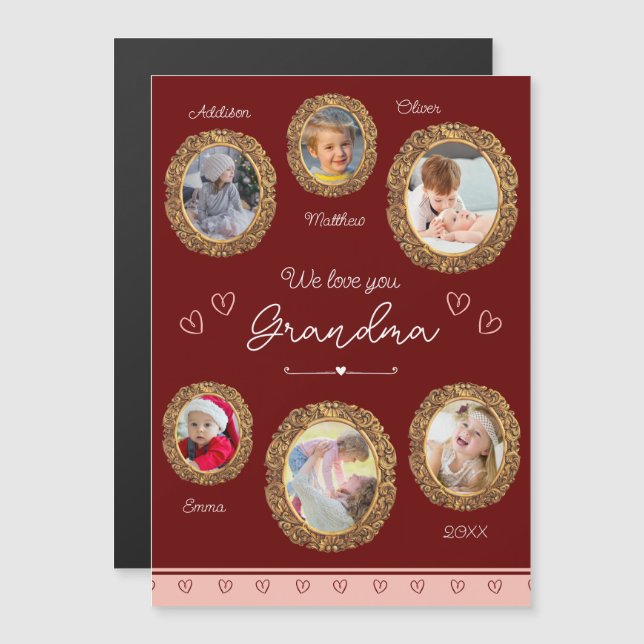 Amo-Te Vovó 6 Fotografar Cartão Vermelho (Frente/Verso)