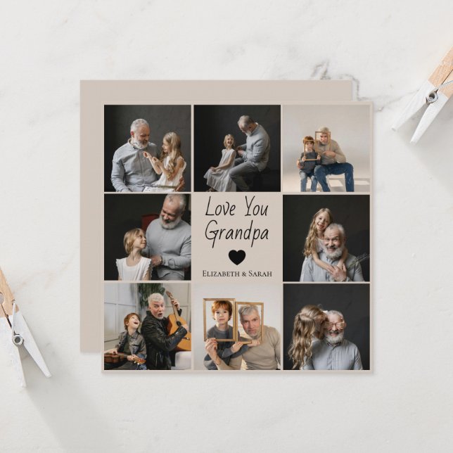 Amo Você Vovô com Coração e Fotos -  (Frente/Verso In Situ)