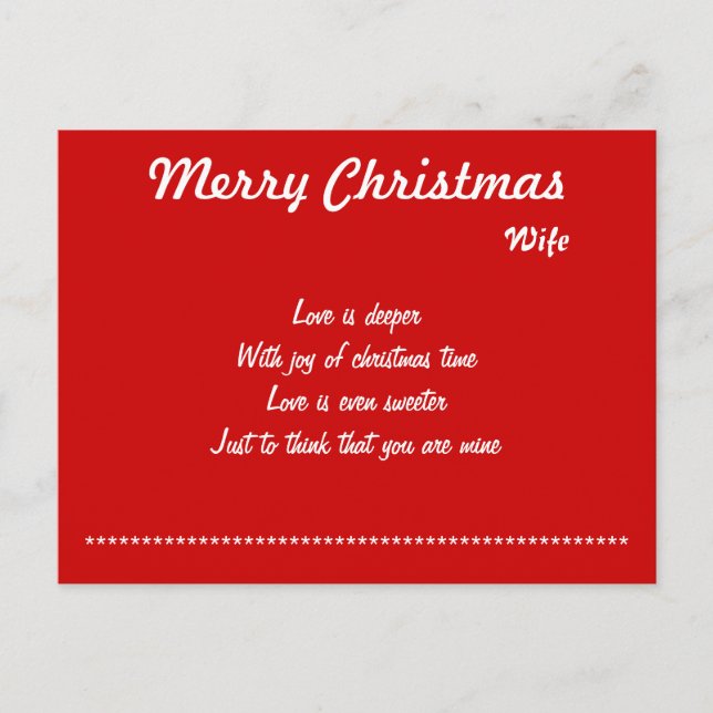 amor à minha esposa cartões postais de natal (Frente)