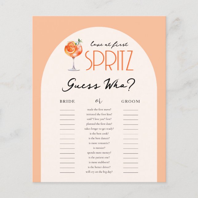 Amor à Primeira Conjectura Spritz Quem é o Jogo de (Frente)