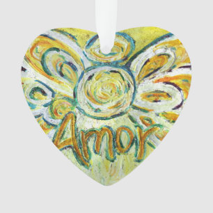 Amor Angel Word (espanhol "Amor") Ornamento de Fer