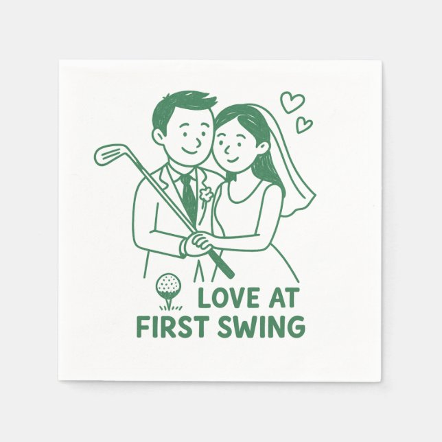"Amor ao Primeiro Swing" Guardanapo de papel estil (Frente)
