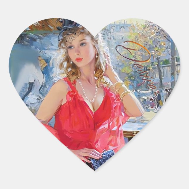 amor cafe adesivos de coração (Frente)