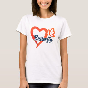 Amor Cardíaco à borboleta Camiseta romântica par
