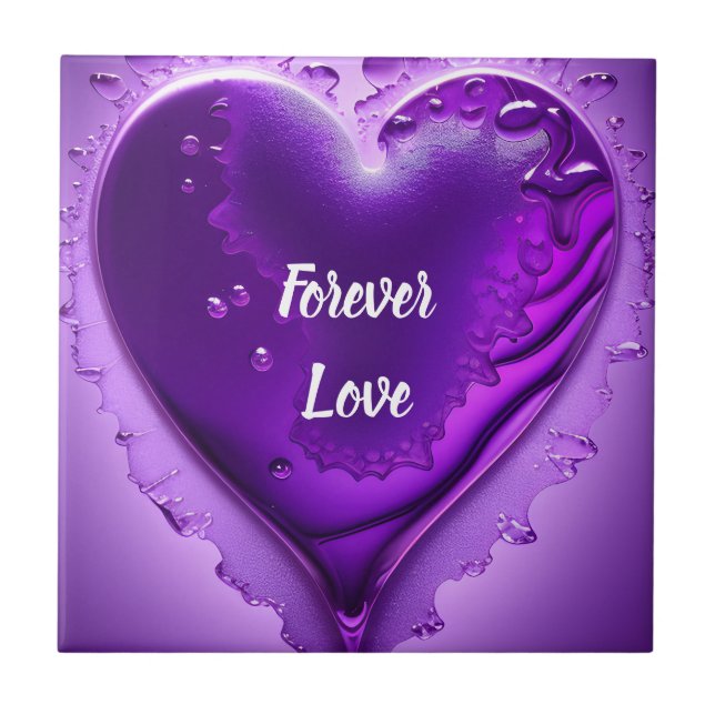 Amor cerâmico roxo para sempre Azulejo (Frente)